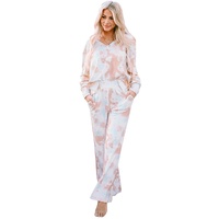 Multicolor Tie Dye Print V Neck High Waist Lounge Set - M