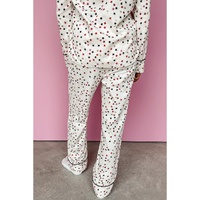 White Contrast Pipping Star Long Sleeve and Pants Pajamas Set - XL