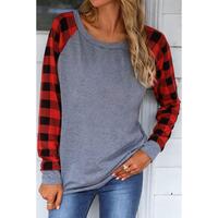 Azura Exchange Raglan Plaid Long Sleeve Top - M
