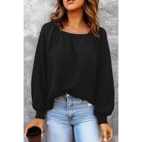 Azura Exchange Puff Sleeve Waffle Knit Top - M