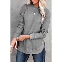 Azura Exchange Ribbed Trim Waffle Knit Top - S