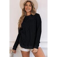 Azura Exchange Ribbed Trim Waffle Knit Top - S