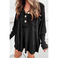 Azura Exchange Buttoned Waffle Knit Long Sleeve Top - M