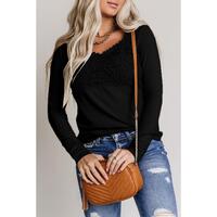 Azura Exchange Lace Crochet V Neck Top - M