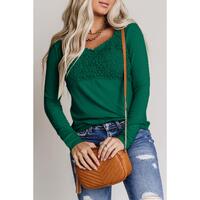 Azura Exchange Lace Crochet V Neck Top - L