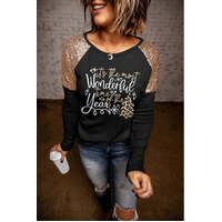 Azura Exchange Christmas Season Graphic Sequin Shoulder Top - S