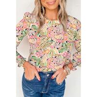 Azura Exchange Floral Print Puff Sleeve Blouse - S