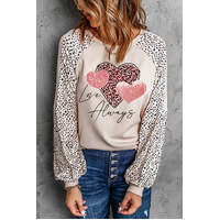Azura Exchange Love Always Heart Leopard Color Block Top - L
