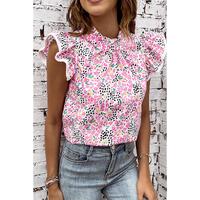 Azura Exchange High Neck Flutter Sleeves Top - XL