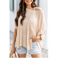Azura Exchange Knitted Half Sleeve Top with Split Pocket - XL