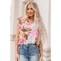 Azura Exchange Printed Tassel Tie Short Sleeve Blouse - XL