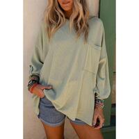 Azura Exchange Oversize Ribbed Roll-tab Sleeve Top - L