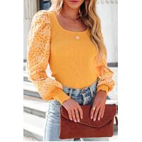 Azura Exchange Puff Sleeve Ribbed Knit Top - XL
