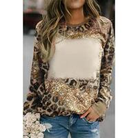 Azura Exchange Leopard Print Long Sleeve Top - S