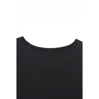Black Asymmetrical Cut Out Buttoned Long Sleeve Top - L