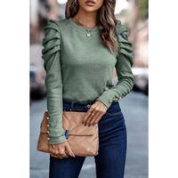 Azura Exchange Buttoned Puff Long Sleeve Sheath Top - L