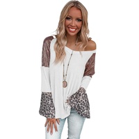 White Sequin Patchwork Bell Sleeve V Neck Tunic Top - M