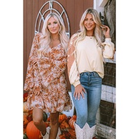 Apricot Western Print Patch Long Sleeve Top - L