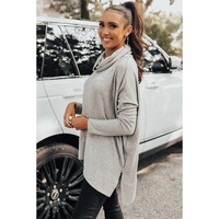 Gray Cowl Neck Shift Tunic Top - L