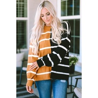 Stripe Oversized Contrast Printed Dropped Shoulder Top - L