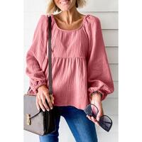 Azura Exchange Textured Bubble Sleeve Blouse - XL