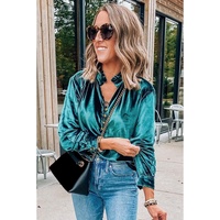 Azura Exchange Womens Green Velvet Blouse - S