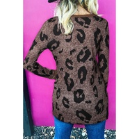 Brown Leopard Spling Thumbhole Long Sleeve Top - M