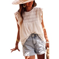 White Ruffled Lace Flowy Tank Top - M