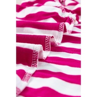 Rose Red Striped Ruffle Sleeve Crew Neck Blouse - S