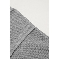 Gray Waffle knit Bishop Sleeve Split Oversized Top - M