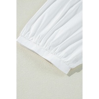 White Bow Knot Cutout Back Loose Fit 3/4 Sleeve Blouse - M