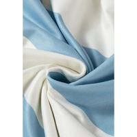 Light Blue Colorblock Striped Drop Shoulder Long Sleeve Top - L