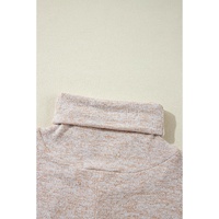 Apricot Drawstring Cowl High Neck Long Sleeve Split Top - L