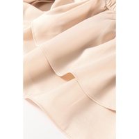 Oatmeal Lace-up Keyhole Back Ruffled Peplum Blouse - L