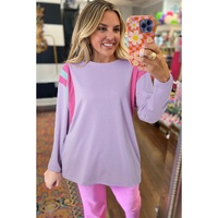 Phalaenopsis Mineral Wash Colorblock Arm Patchwork Oversize Top - L