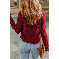 Red Game Day Rugby Football Graphic Thermal Knit Top - S