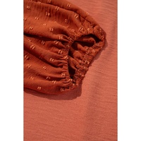 Russet Orange Swiss Dot Balloon Sleeve Loose Blouse - L