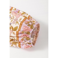 Multicolour Boho Floral Mixed Print Puff Sleeve Shirt - L