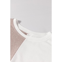 Khaki Colorblock Long Sleeve Crew Neck Top - L