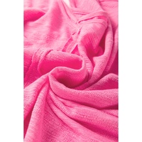 Sachet Pink Contrast Patchwork 3/4 Sleeve V Neck Loose Blouse - L