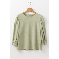 Laurel Green Textured Round Neck Half Sleeve Blouse - 2XL