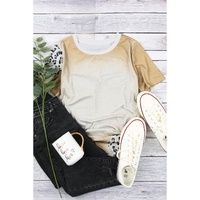 Khaki Bleached Leopard Print Crew Neck T Shirt - L