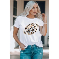 Azura Exchange White Leopard Heart Shape Rugby Print Short Sleeve T Shirt - 2XL