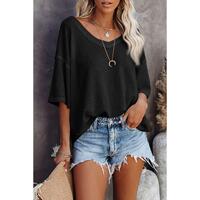 Azura Exchange Waffle Knit Loose Top - S