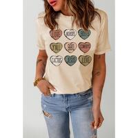 Azura Exchange Heart Shaped Letters Print Crewneck Graphic Tee - L