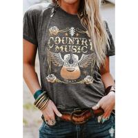 Azura Exchange Guitar Graphic Print Short Sleeve T Shirt - L