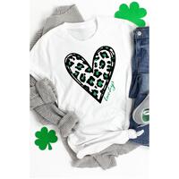Azura Exchange Leopard Heart Print St Patricks Day T Shirt - M