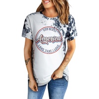 Gray America Slogan Tie Dye Print T Shirt - M