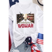 White American Woman Bull Skull Graphic T Shirt - XL