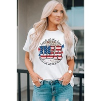 White USA Flag Slogan Graphic T-shirt - XL